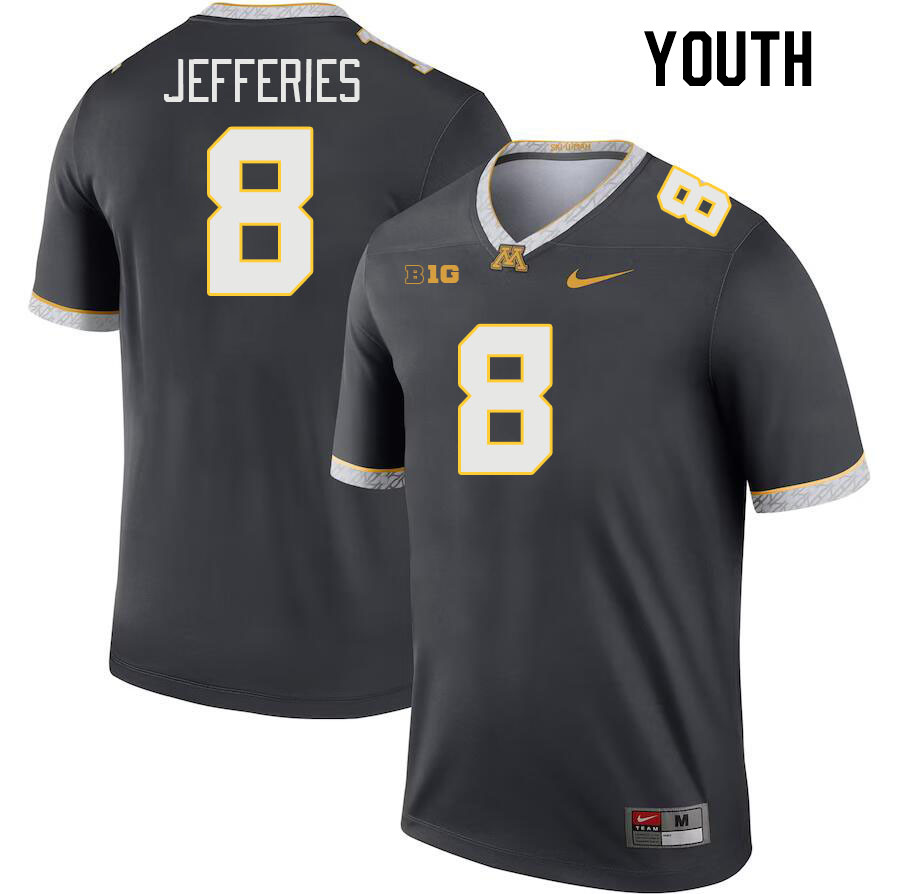 Youth #8 Darnell Jefferies Minnesota Golden Gophers College Football Jerseys Stitched-Charcoal